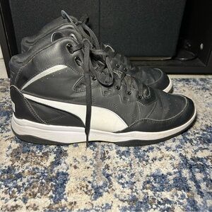 Puma Rebound Playoff Black & White High Top Lace-Up Sneakers Size 12